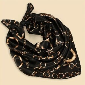 New Scarf Equestrian Black Paris Gold Chain Chains Old Money Couture